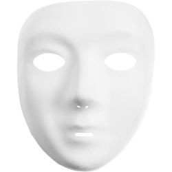 Masque visage , H : 17,5 cm, L : 14 cm, blanc, 12 pi&egrave;ces/ 1 Pq.