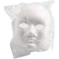 Masque, H : 22 cm, L : 17 cm, blanc, 1 pi&egrave;ce