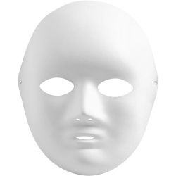Masque, H : 22 cm, L : 17 cm, blanc, 10 pi&egrave;ces/ 1 Pq.
