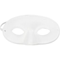 Masque demi-visage, H : 9,5 cm, L : 18,5 cm, blanc, 1 pi&egrave;ce