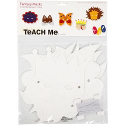 Masques - &Eacute;lastiques inclus, H : 15-20 cm, 230 gr, blanc, 5 pi&egrave;ces/ 1 Pq.