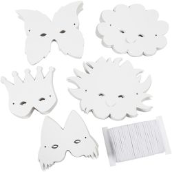 Masques - &Eacute;lastiques inclus, H : 15-20 cm, 230 gr, blanc, 100 ass./ 1 Pq.
