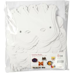 Masques - &Eacute;lastiques inclus, H : 15-20 cm, 230 gr, blanc, 100 ass./ 1 Pq.