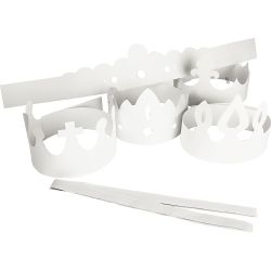 Couronnes, H : 10-16,5 cm, L : 60 cm, 230 gr, blanc, 5 pi&egrave;ces/ 1 Pq.