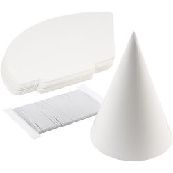 C&ocirc;nes, H : 23 cm, d 16,5 cm, 230 gr, blanc, 50 pi&egrave;ces/ 1 Pq.