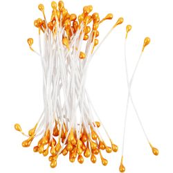 &Eacute;tamines de Fleurs, L : 6,4 cm, d 2 mm, orange m&eacute;tallique, 100 pi&egrave;ces/ 1 Pq.