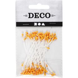 Étamines de Fleurs, L : 6,4 cm, d 2 mm, orange métallique, 100 pièces/ 1 Pq.
