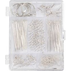 Kit de D&eacute;marrage pour Bijoux, ca. 175 pi&egrave;ce, argent&eacute;, 1 set