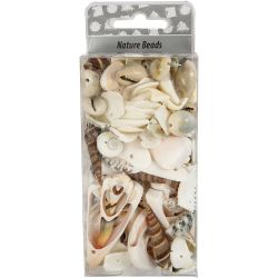 Coquillages de plage, dim. 9-40 mm, diamètre intérieur 1-1,5 mm, 120 gr/ 1 Pq.