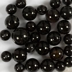 Perles de pierres d'agate, d 6+8+10 mm, diam&egrave;tre int&eacute;rieur 0,9-1 mm, noir, 28 pi&egrave;ces/ 1 Pq.
