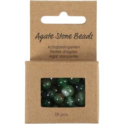 Perles de pierres d'agate, d 13+15 mm, diam&egrave;tre int&eacute;rieur 0,9-1 mm, vert vif, 28 pi&egrave;ces/ 1 Pq.