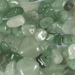 Perles de cristal, Aventurine, d 7-12 mm, diam&egrave;tre int&eacute;rieur 1 mm, vert, 63 pi&egrave;ces/ 1 Pq.