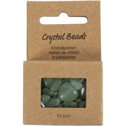 Perles de cristal, Aventurine, d 7-12 mm, diam&egrave;tre int&eacute;rieur 1 mm, vert, 63 pi&egrave;ces/ 1 Pq.