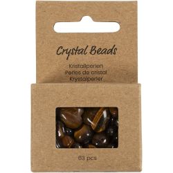 Perles de cristal, &OElig;il de tigre, d 7-12 mm, diam&egrave;tre int&eacute;rieur 1 mm, brun, 63 pi&egrave;ces/ 1 Pq.