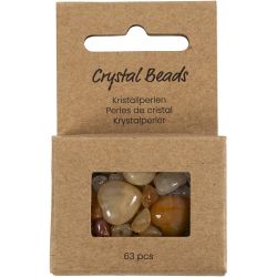 Perles de cristal, Calcite miel, d 7-12 mm, diam&egrave;tre int&eacute;rieur 1 mm, jaune clair, 63 pi&egrave;ces/ 1 Pq.