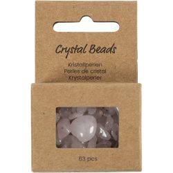 Perles de cristal, Quartz rose, d 7-12 mm, diam&egrave;tre int&eacute;rieur 1 mm, rose, 63 pi&egrave;ces/ 1 Pq.