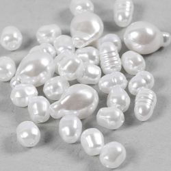 Perles de Cire, Ovale, d 6-14 mm, diam&egrave;tre int&eacute;rieur 1,3-1,5 mm, 30 pi&egrave;ces/ 1 Pq.
