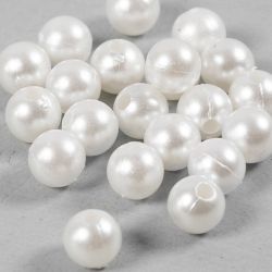 Perles de Cire, d 8 mm, diam&egrave;tre int&eacute;rieur 2,3 mm, nacr&eacute;, 22 pi&egrave;ces/ 1 Pq.