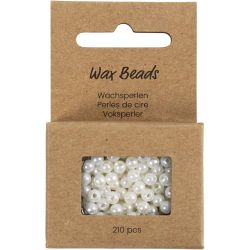 Perles de Cire, d 4 mm, diam&egrave;tre int&eacute;rieur 1,5 mm, nacr&eacute;, 210 pi&egrave;ces/ 1 Pq.