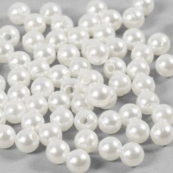 Perles de Cire, d 6 mm, diam&egrave;tre int&eacute;rieur 1,9 mm, nacr&eacute;, 65 pi&egrave;ces/ 1 Pq.