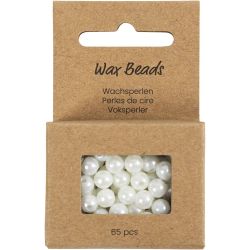 Perles de Cire, d 6 mm, diam&egrave;tre int&eacute;rieur 1,9 mm, nacr&eacute;, 65 pi&egrave;ces/ 1 Pq.