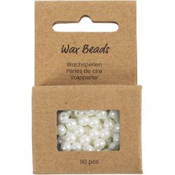 Perles de Cire, d 5 mm, diam&egrave;tre int&eacute;rieur 1,7 mm, nacr&eacute;, 110 pi&egrave;ces/ 1 Pq.