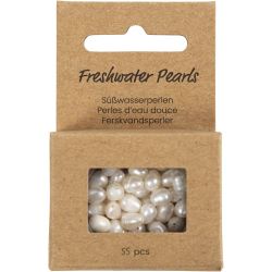 Perles d&rsquo;eau douce, d 4-6 mm, diam&egrave;tre int&eacute;rieur 1 mm, Perfor&eacute; longitudinalement, nacr&eacute;, 55 pi&egrave;ces/ 1 Pq.
