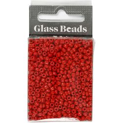 Perles de rocaille, d 3 mm, dim. 8/0, diamètre intérieur 0,6-1,0 mm, rouge foncé, 25 gr/ 1 Pq.
