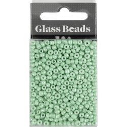 Perles de rocaille, d 3 mm, dim. 8/0, diam&egrave;tre int&eacute;rieur 0,6-1,0 mm, vert clair, 25 gr/ 1 Pq.