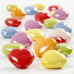 Perles de coeur, dim. 25x15 mm, diam&egrave;tre int&eacute;rieur 3 mm, ca. 100 pi&egrave;ce, 70 gr, 125 ml/ 1 Pq.