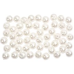 Perles de Cire, d 5 mm, diam&egrave;tre int&eacute;rieur 0,7 mm, nacr&eacute;, 100 pi&egrave;ces/ 1 Pq.