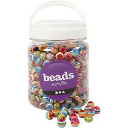 Perles Multi Mix, d 12 mm, diam&egrave;tre int&eacute;rieur 1,5 mm, ca. 530 pi&egrave;ce, 510 gr, 700 ml/ 1 bo&icirc;te