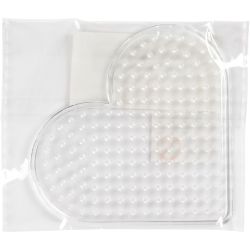 Plaques à picots, petit cœur, dim. 7 cm, medium, transparent, 1 pièce