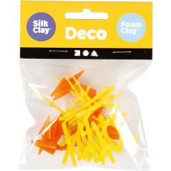 Becs et pattes de poules, H : 28 mm, L : 30+37 mm, orange, jaune, 8 set/ 1 Pq.