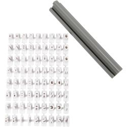 Set de tampons en caoutchouc, lettres, chiffres, H : 6 mm, blanc, 1 set