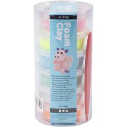 Foam Clay&reg;, paillettes, couleurs pastel, 6x14 gr/ 1 Pq.