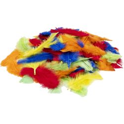 Duvet, dim. 7-15 cm, ass. de couleurs, 100 gr/ 1 sac