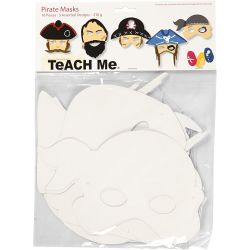 Masques de pirates, H : 16-26 cm, L : 17,5-26,5 cm, 230 gr, blanc, 16 pi&egrave;ces/ 1 Pq.