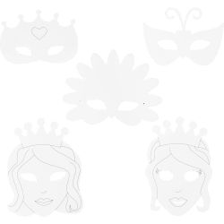 Masques conte de f&eacute;e, H : 13,5-25 cm, L : 17-25 cm, 230 gr, blanc, 16 pi&egrave;ces/ 1 Pq.