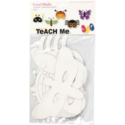 Masques insectes, H : 14-17 cm, L : 19,5-23 cm, 230 gr, blanc, 16 pi&egrave;ces/ 1 Pq.