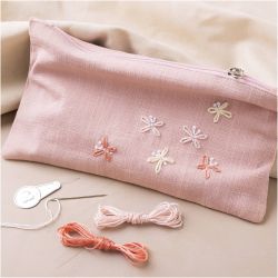 Mini Kit DIY Broderie, Pochette, dusty rose, 1 Pq.