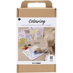 Kit DIY Coloriage, Planche &agrave; dessin, couleurs classiques, 1 Pq.