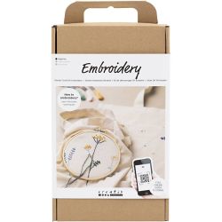 Kit de D&eacute;marrage DIY Broderie, Fleurs, 1 Pq.