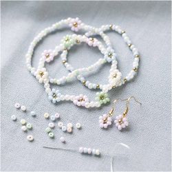 Mini Kit DIY Bijoux, Bracelet élastique, boucles d’oreilles, 1 Pq.