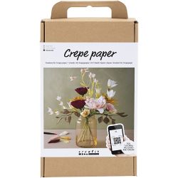 Kit DIY Papier Cr&eacute;pon, Bouquet, Cr&ecirc;p&eacute; &agrave; 180%, 1 Pq.