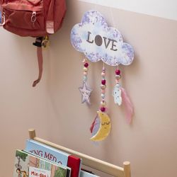 Kit DIY D&eacute;coration, Nuage, lune, &eacute;toile, couleurs scintillantes, couleurs pastel, 1 Pq.
