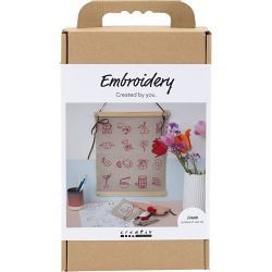 Kit DIY Broderie, d&eacute;coration &agrave; suspendre, lin, 1 Pq.