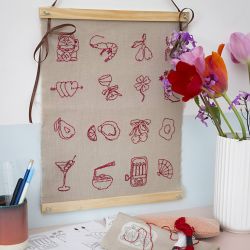 Kit DIY Broderie, d&eacute;coration &agrave; suspendre, lin, 1 Pq.