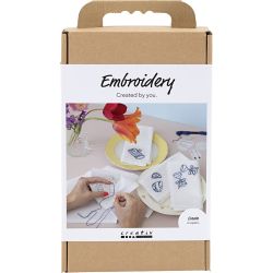 Kit DIY Broderie, Serviettes de table, blanc cass&eacute;, 1 Pq.