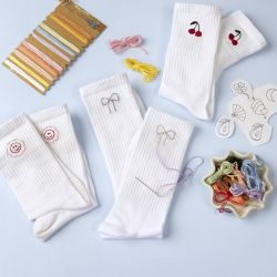 Kit DIY Broderie, chaussettes, blanc, 1 Pq.